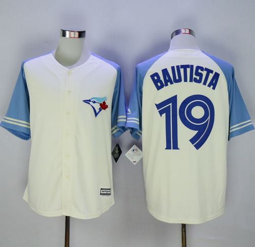 Blue Jays #19 Jose Bautista Cream/Blue Exclusive New Cool Base Stitched MLB Jersey
